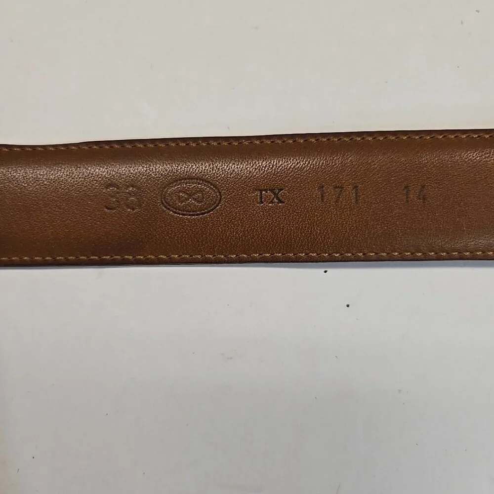 Trafalgar Cortina Brown Leather Belt Mens Size 38 USA Made Bos Indicus Kholmoger